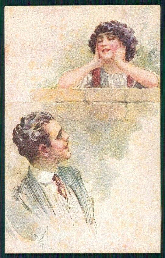 Artist Signed Guerzoni Romantic Couple serie 1026-1 cartolina TC1637 – fronte