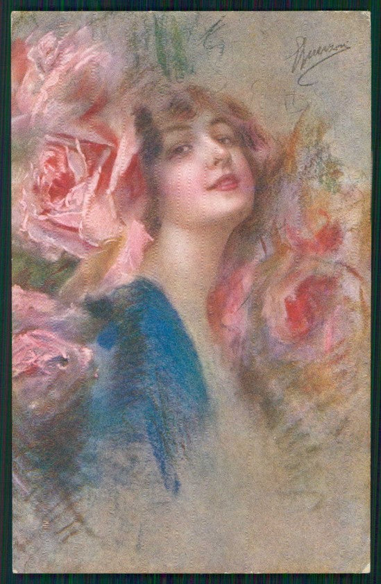 Artist Signed Guerzoni Lady serie 1023-1 cartolina TC1638 – fronte