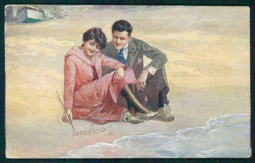 Artist Signed Guerzoni Romantic Couple serie 1038-6 cartolina TC1646 – fronte