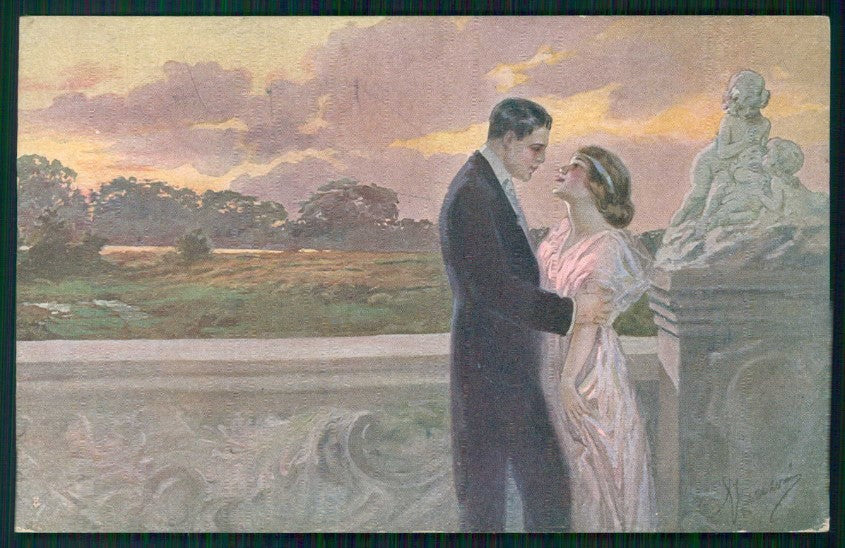 Artist Signed Guerzoni Romantic Couple serie 1035-4 cartolina TC1655 – fronte