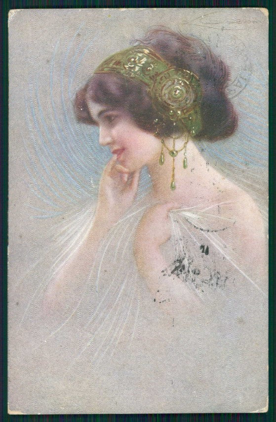 Artist Signed Guerzoni Lady serie 2719-5 cartolina TC1664 – fronte