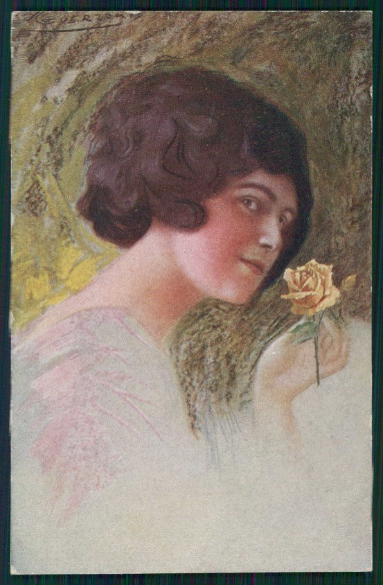Artist Signed Guerzoni Lady serie 2907-4 cartolina TC1675 – fronte