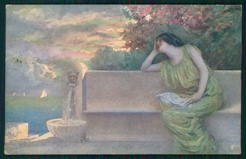 Artist Signed Guerzoni Lady serie 1039-6 cartolina TC1678 – fronte