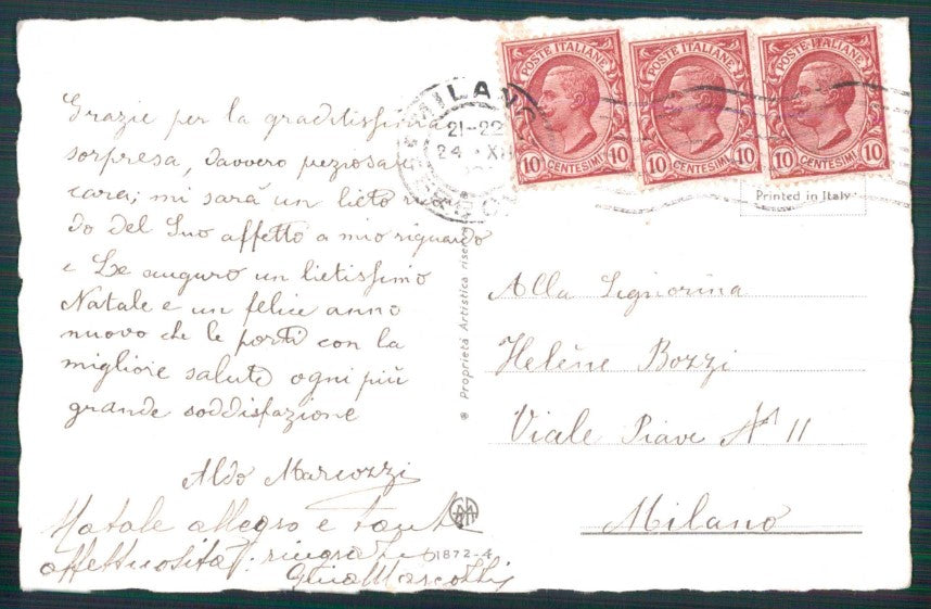Artist Signed Guerzoni Lady serie 1872-4 PIEGA cartolina TC1685 – retro