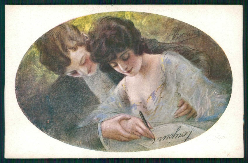 Artist Signed Guerzoni Romantic Couple serie 1015-4 cartolina TC1692 – fronte