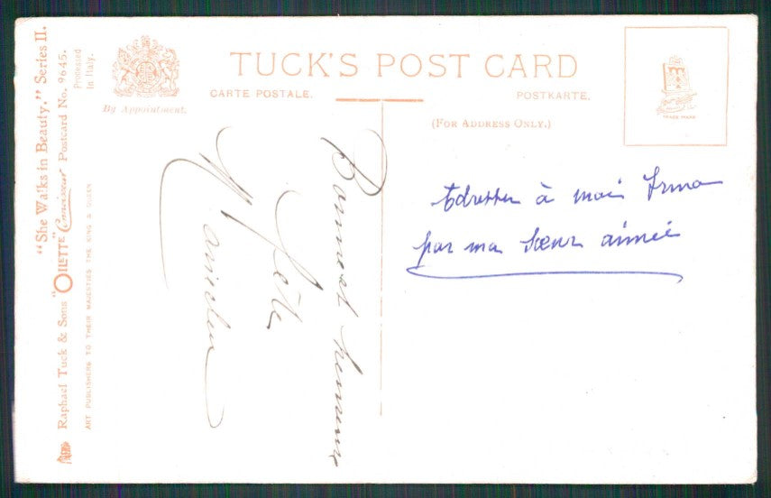 Artist Signed Guerzoni Lady Tuck Oilette serie 9645 cartolina TC1702 – retro