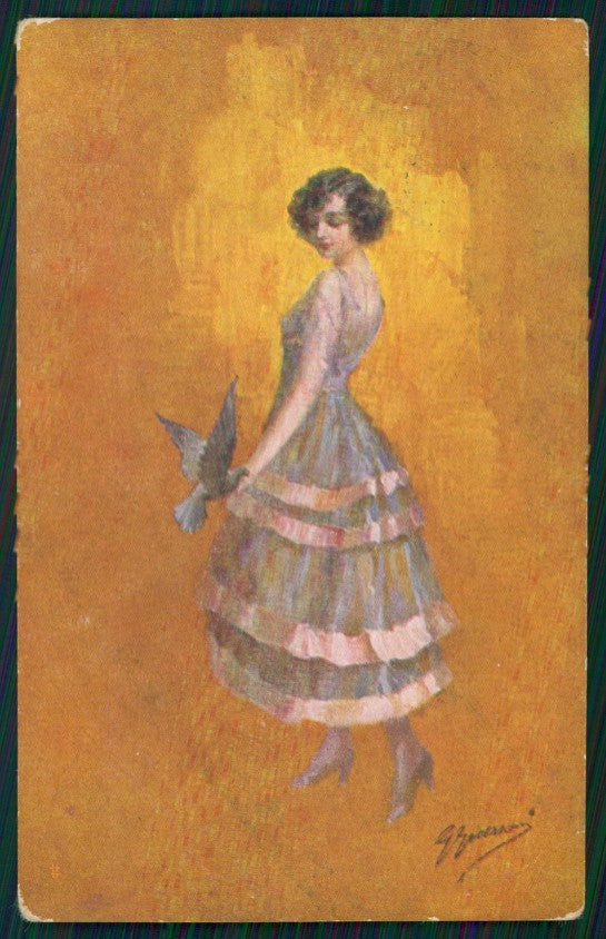 Artist Signed Guerzoni Lady serie 1014-6 cartolina TC1708 – fronte