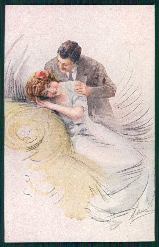 Artist Signed Guerzoni Romantic Couple serie 1021-1 cartolina TC1715 – fronte
