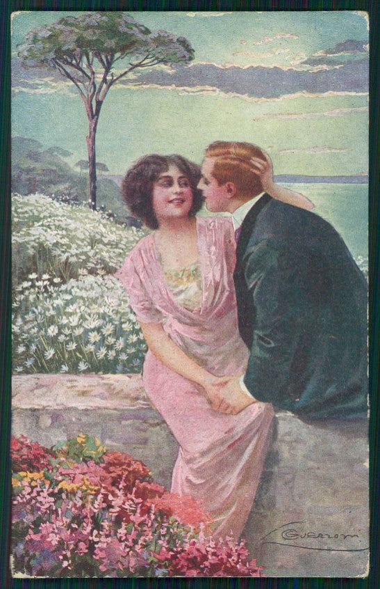 Artist Signed Guerzoni Romantic Couple serie 715-2 cartolina TC1742 – fronte