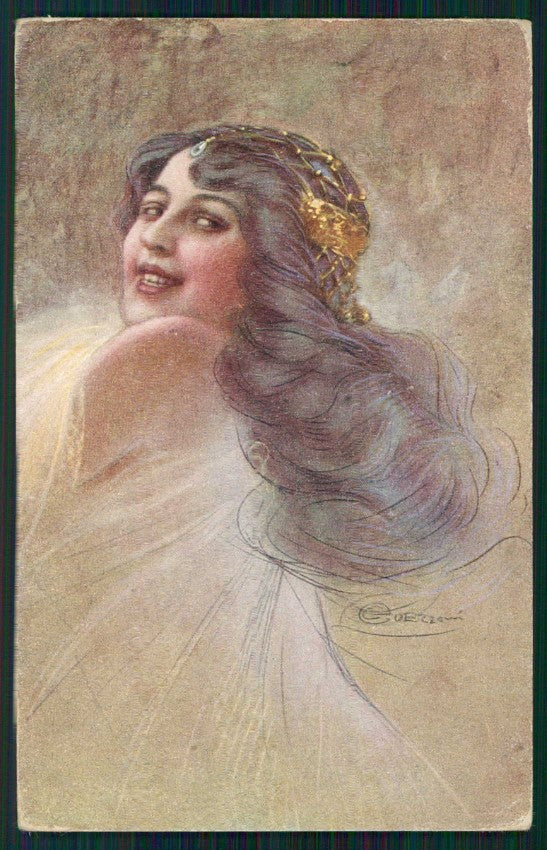 Artist Signed Guerzoni Lady serie 722-3 cartolina TC1749 – fronte
