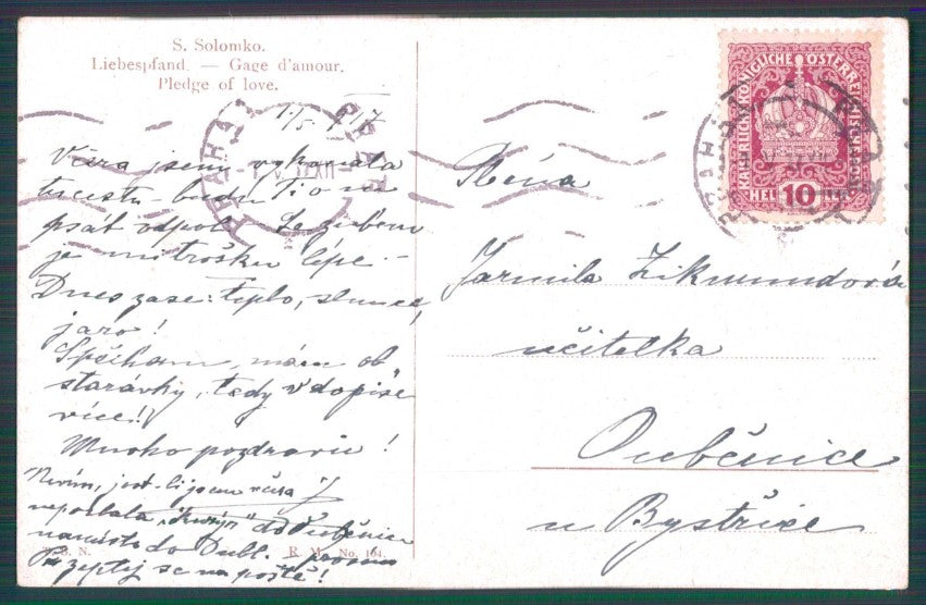 Artist Signed Solomko Russia Russian Couple Lady TSN serie 104 cartolina TC1764 – retro