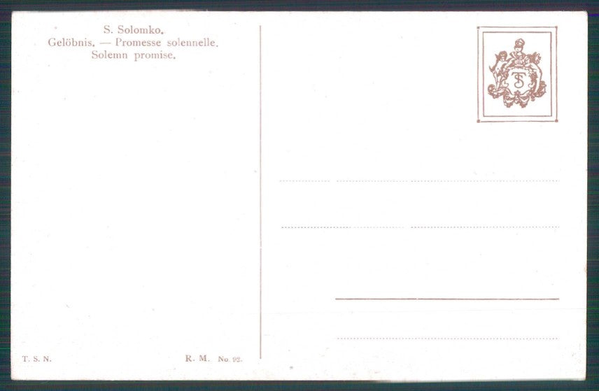 Artist Signed Solomko Russia Russian Couple Lady TSN serie 92 cartolina TC1769 – retro