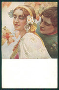 Artist Signed Solomko Russia Russian Couple Lady serie 1020 cartolina TC1772 – fronte