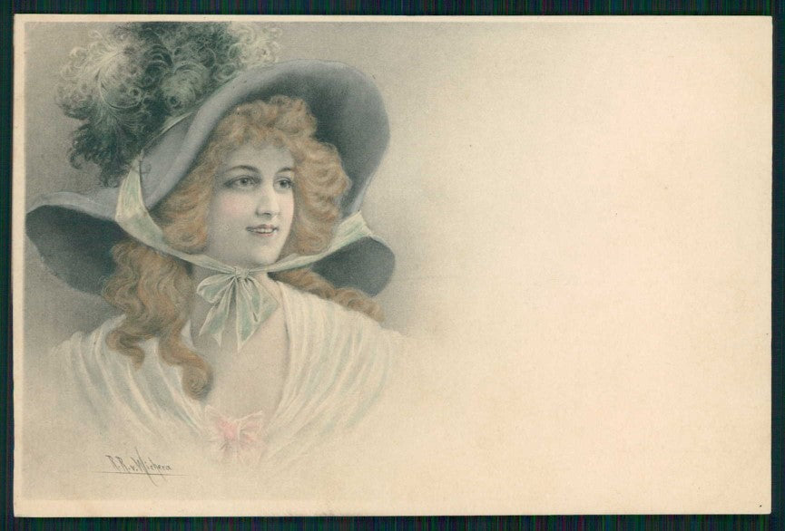 Artist Signed Wichera Viennoise Lady MM Vienne serie 112 cartolina TC1783 – fronte