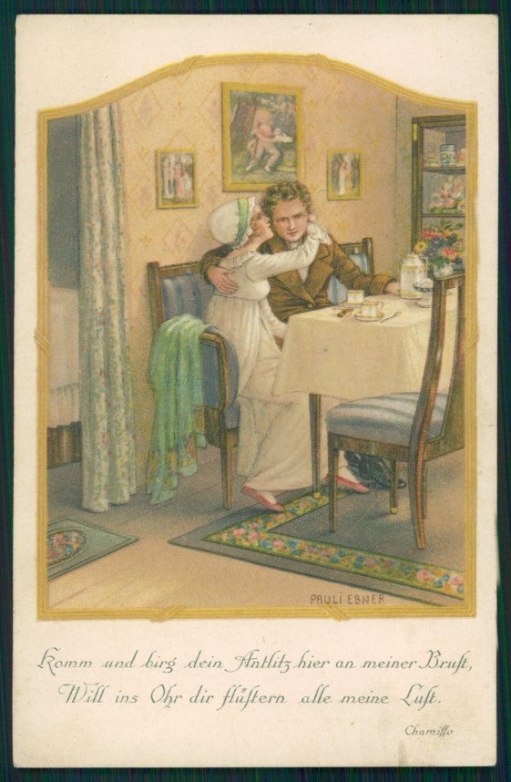 Artist Signed Pauli Ebner Romantic Couple serie 1406 postcard TC2209 – fronte