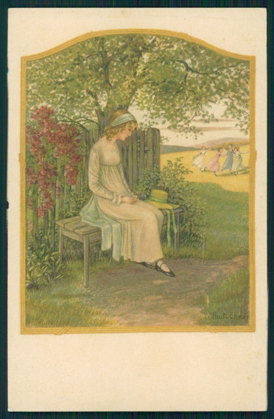 Artist Signed Pauli Ebner Girl serie 1406 postcard TC2214 – fronte