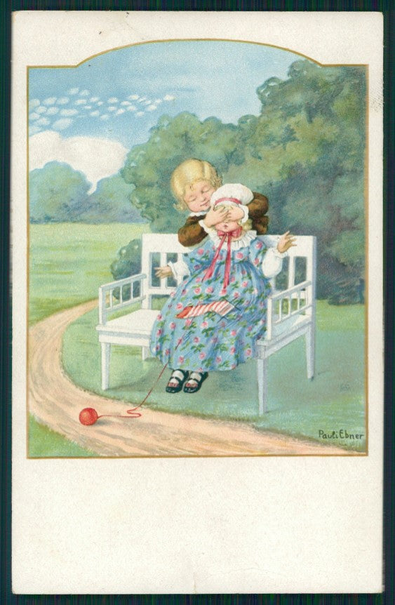 Artist Signed Pauli Ebner Children MM Vienne serie 1263 TEARED postcard TC2215 – fronte