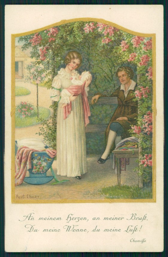 Artist Signed Pauli Ebner Romantic Couple serie 1406 postcard TC2265 – fronte