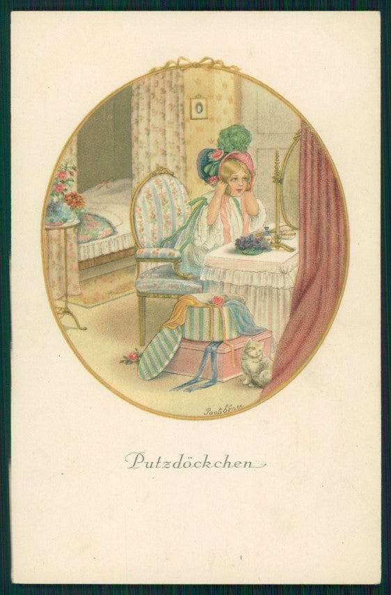 Artist Signed Pauli Ebner Little Girl serie 1428 postcard TC2298 – fronte