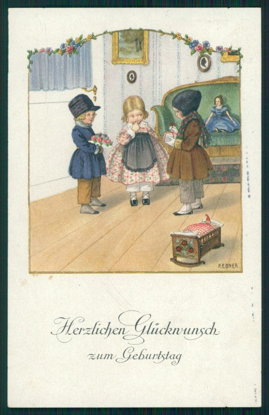Artist Signed Pauli Ebner Children MM Vienne serie 1202 postcard TC2344 – fronte