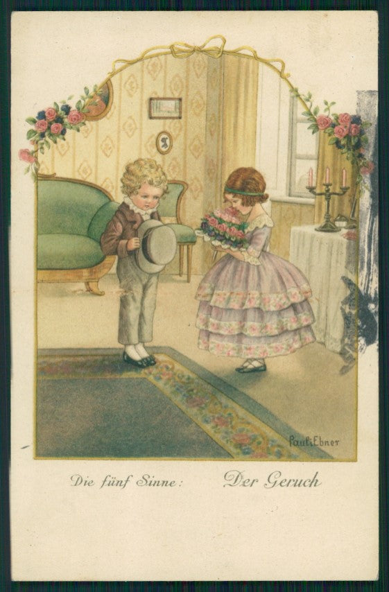 Artist Signed Pauli Ebner Children serie 1316 CREASED postcard TC2369 – fronte