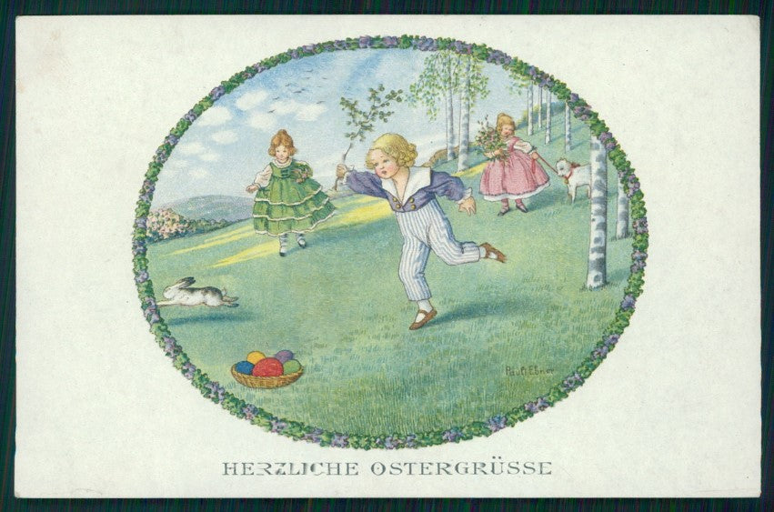 Artist Signed Pauli Ebner Children Easter MM Vienne serie 1251 postcard TC2390 – fronte