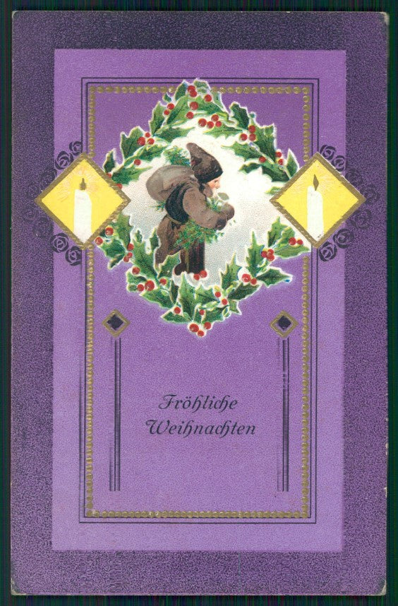 Artist Signed Christmas Brown Santa Relief postcard TC2477 – fronte