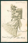 Artist Signed Christmas Lady Santa Pigs Geiger 706-5 TEARED postcard TC2479 – fronte