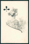 Artist Signed Playing Cards Lady serie 870 postcard TC2500 – fronte
