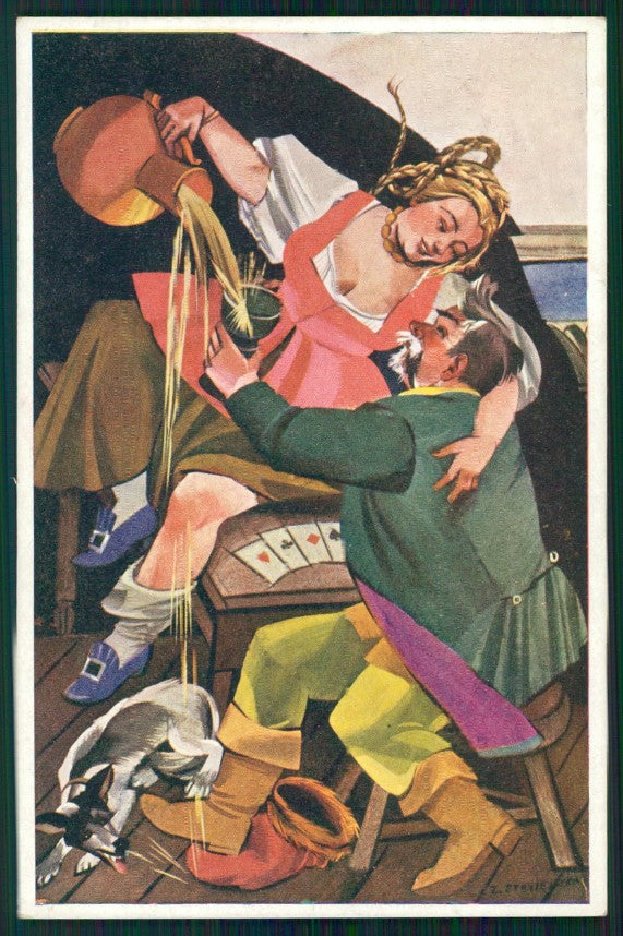 Artist Signed Playing Cards Stryjenska serie 215-7 postcard TC2515 – fronte