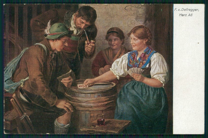 Artist Signed Playing Cards Defregger postcard TC2521 – fronte