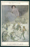 Artist Fairy Elves Goethe Mouse Playing Flute B.K.W.I. 885-6 postcard TC2535 – fronte