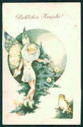 Artist Signed Fairy Butterfly Girl Frog Schob Posch postcard TC2536 – fronte