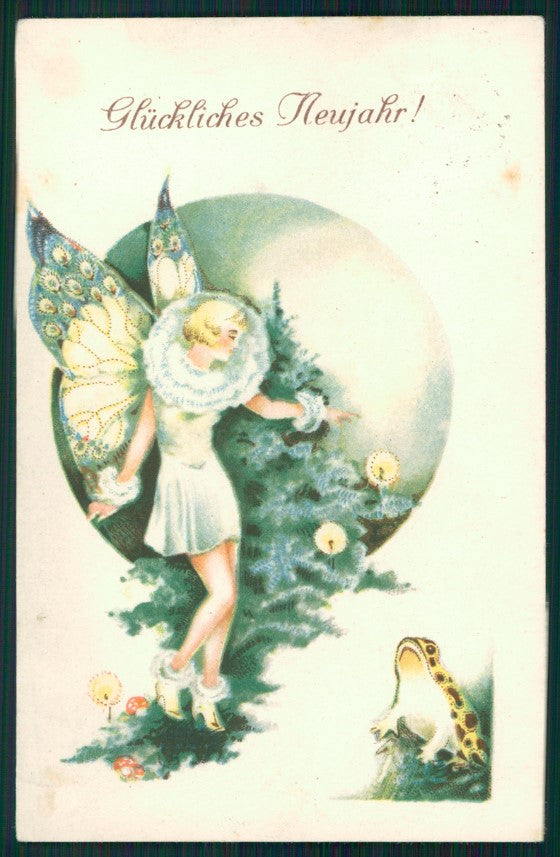 Artist Signed Fairy Butterfly Girl Frog Schob Posch postcard TC2536 – fronte
