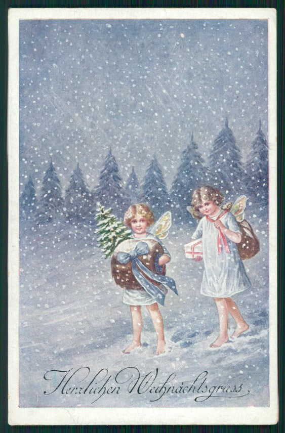 Artist Signed Fairy Christmas Tree serie 1560 postcard TC2571 – fronte