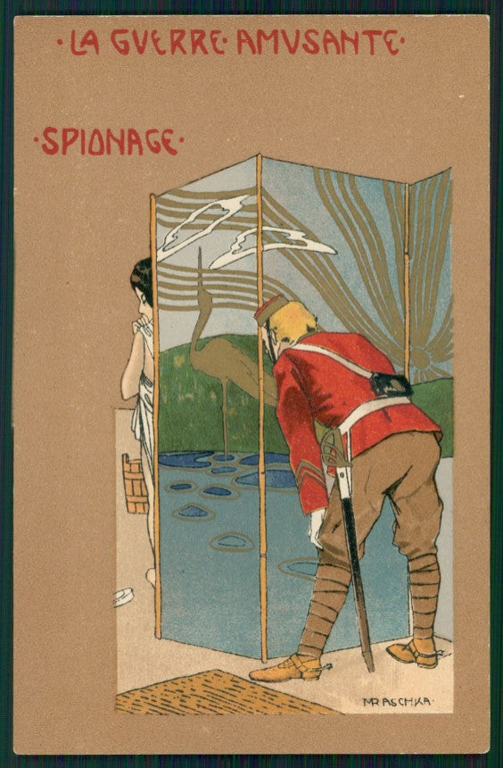 Artist Signed Art Nouveau Raphael Kirchner La Guerre Amusante postcard TC2628 – fronte