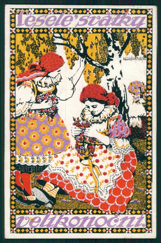Artist Signed Art Nouveau Stanislaus Kulhanek Easter Czech postcard TC2654 – fronte