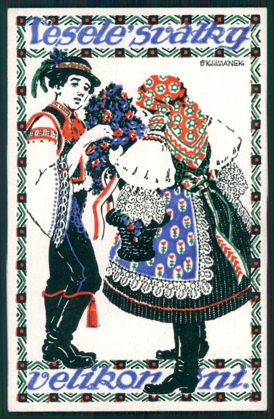 Artist Signed Art Nouveau Stanislaus Kulhanek Easter Czech postcard TC2655 – fronte