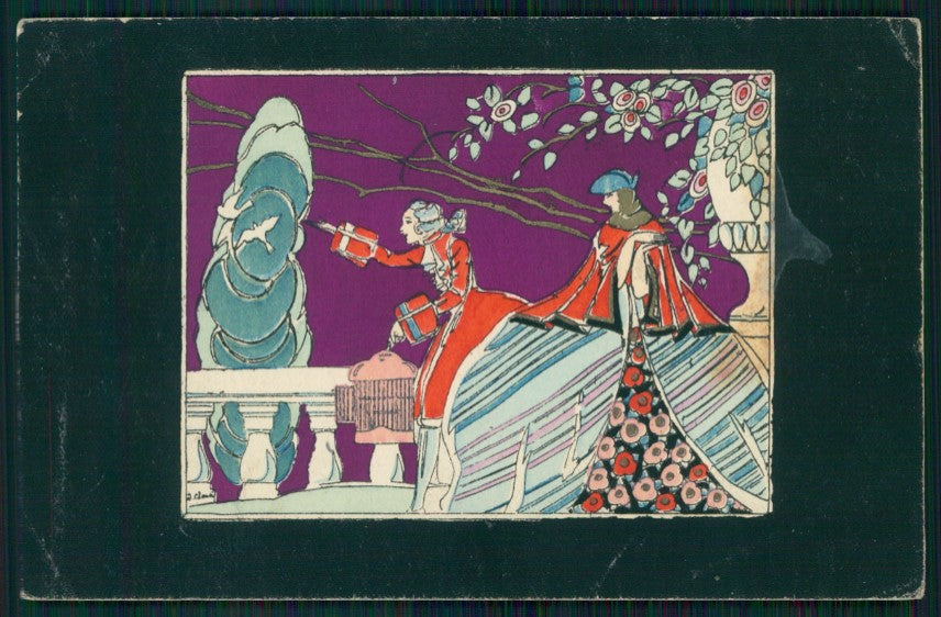 Artist Signed Chaudin Art Deco Pochoir Lady postcard TC2658 – fronte
