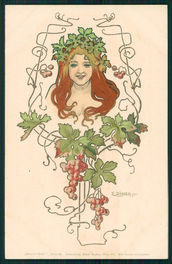 Artist Signed Art Nouveau Lady Docker serie 28 postcard TC2665 – fronte