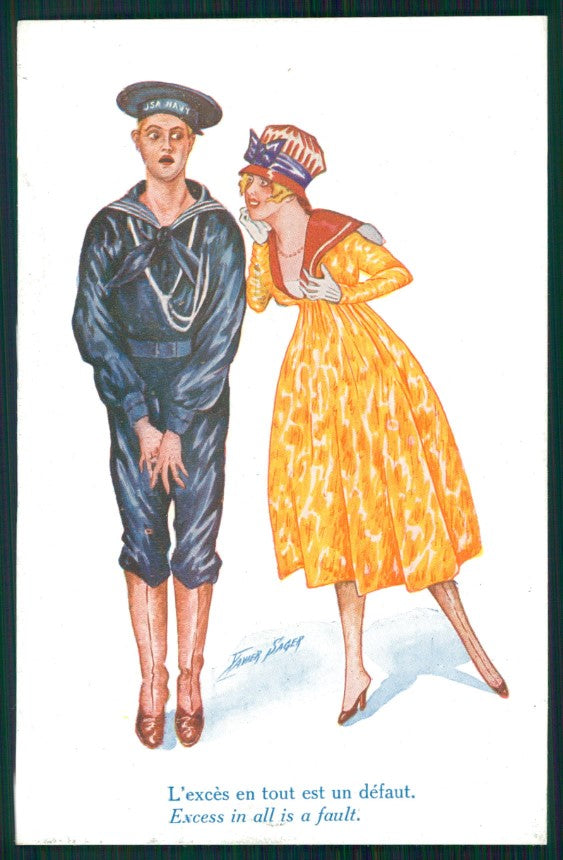 Artist Signed Xavier Sager WW1 Propaganda Lady Soldier serie 84 postcard TC2685 – fronte