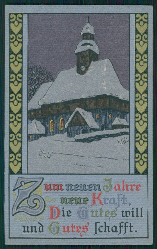 Artist Signed Winter Landscape Church postcard TC2692 – fronte