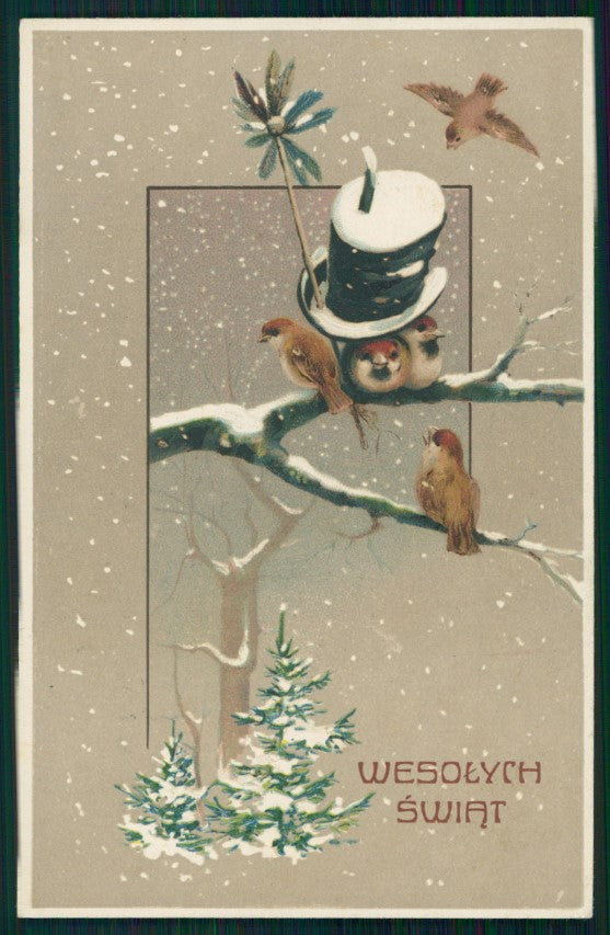 Squirrel Winter Landscape Best Wishes Relief postcard TC2739 – fronte