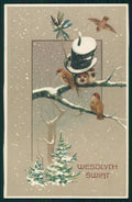 Squirrel Winter Landscape Best Wishes Relief postcard TC2739 – fronte