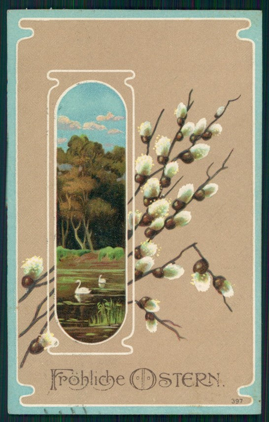 Easter Best Wishes Landscape Relief serie 397 postcard TC2741 – fronte