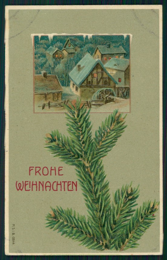 Christmas Winter Landscape Best Wishes Relief M.S.i.B. 13644 postcard TC2744 – fronte