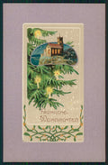 Christmas Winter Landscape Best Wishes Misteltoe Relief 128 postcard TC2746 – fronte