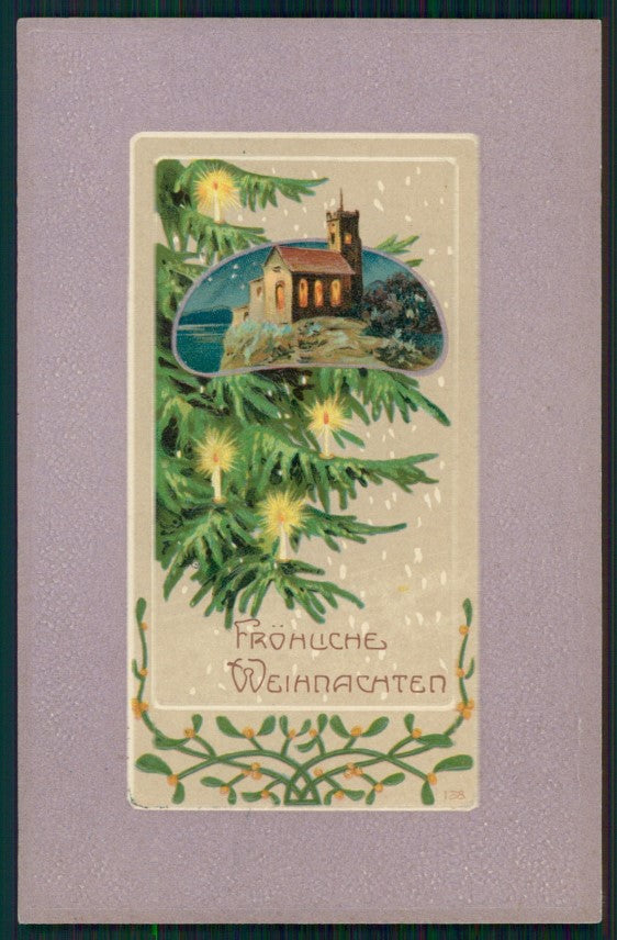 Christmas Winter Landscape Best Wishes Misteltoe Relief 128 postcard TC2746 – fronte