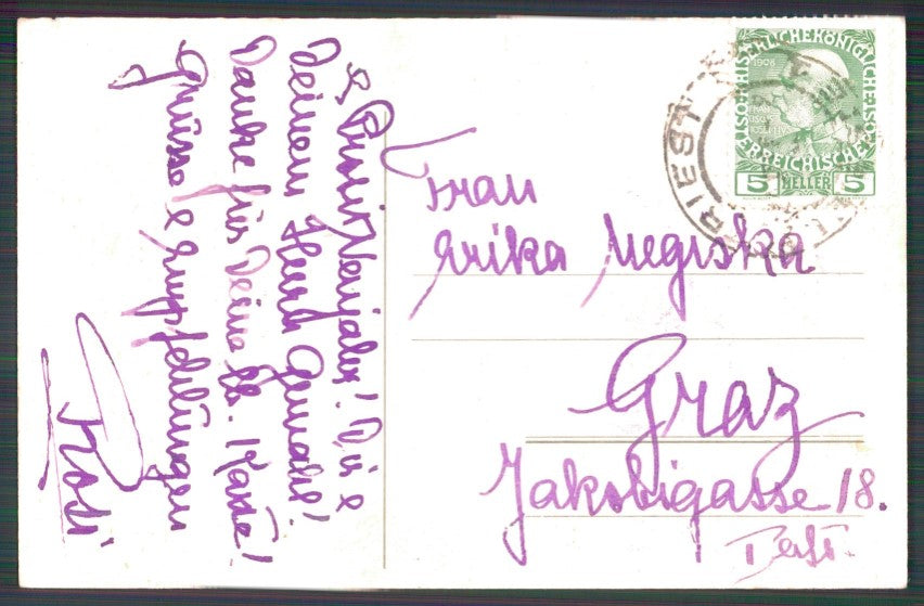 Art Nouveau Christmas Landscape Best Wishes Relief postcard TC2751 – retro