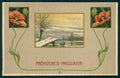 Art Nouveau Winter Landscape Wishes Poppies HB PIN HOLE Relief postcard TC2757 – fronte
